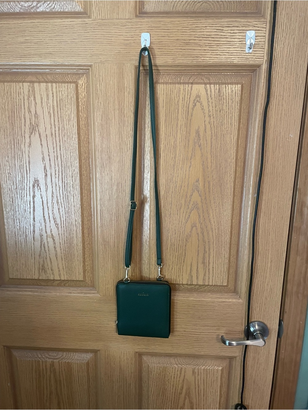 kenzie forest green square crossbody bag with gold hardware